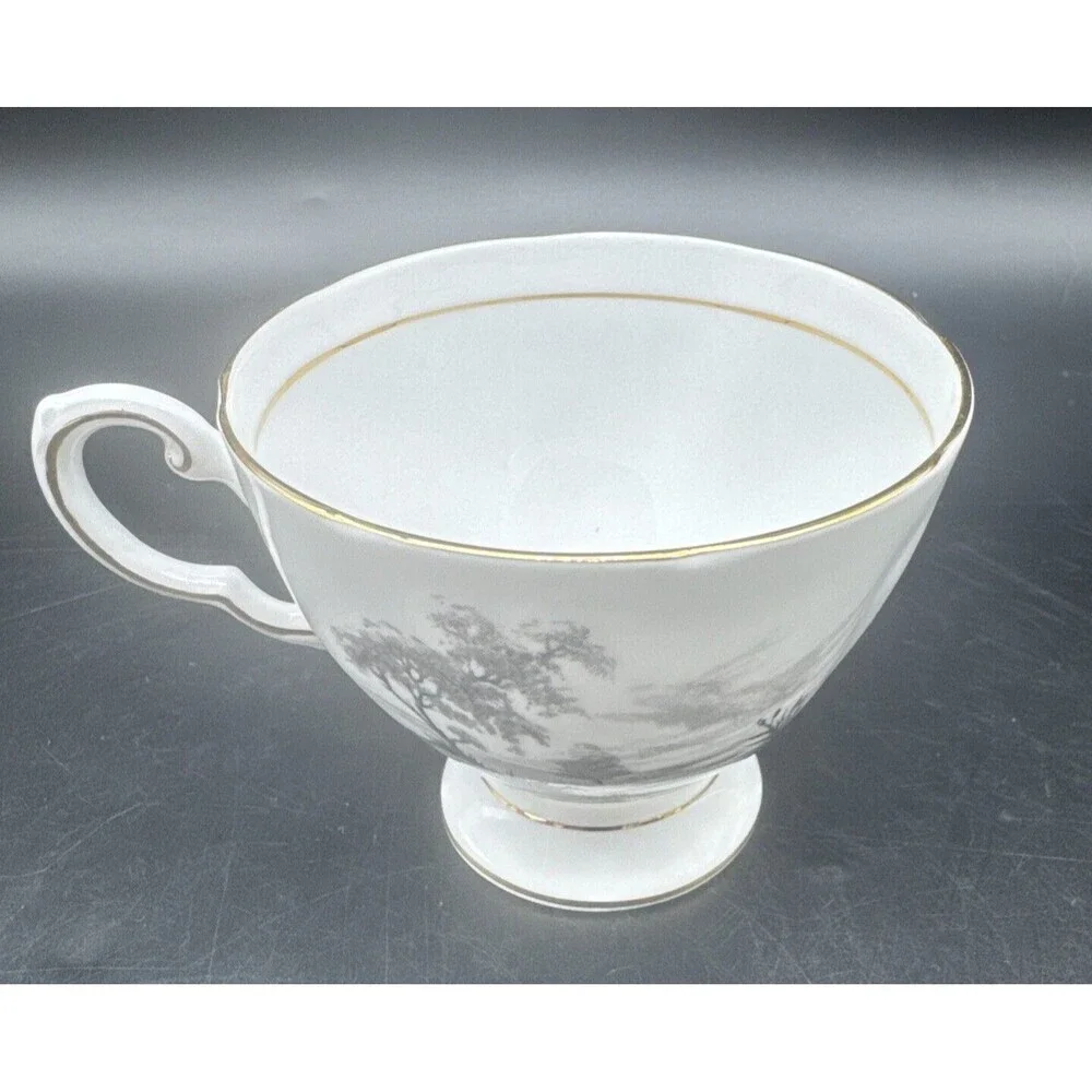 Tuscan BLACK & WHITE Countryside Fine Bone China‎ Tea Cup & Saucer England